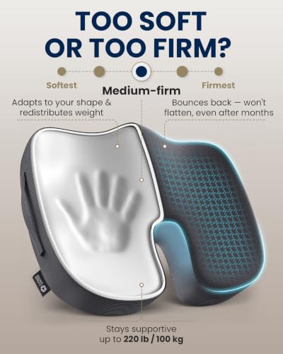 Seat Cushion Memory Foam Chair Cushion for Tailbone Pain Relief