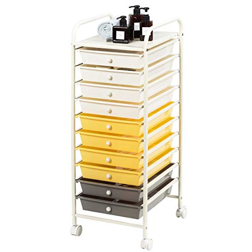 10 Drawer Rolling Storage Cart Scrapbook Paper Office School Organizer