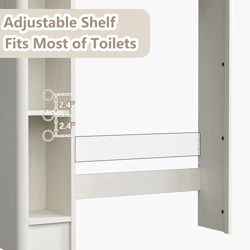 Fluted Over The Toilet Storage Cabinet 31''W Modern Above Toilet Storage Cabinet with Fluted Doors & Adjustable Shelf for Bathroom