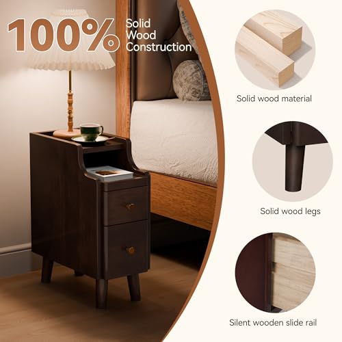 Narrow Nightstand with Drawers Set 2 (2 Count)