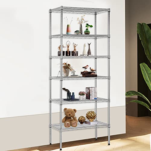 6 Tier Wire Shelving Units 23L x 13W x 59H Adjustable Metal Storage Rack NSF Pantry Shelves Kitchen Organization Shelf for Kitchen Garage Small Places Commercial