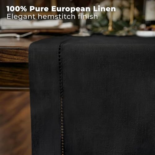 Signature Linen™ by D'Moksha Black Table Runner 48 Inches