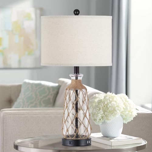 25.5" Coastal Glass Table Lamps Set of 2 (2 Count)