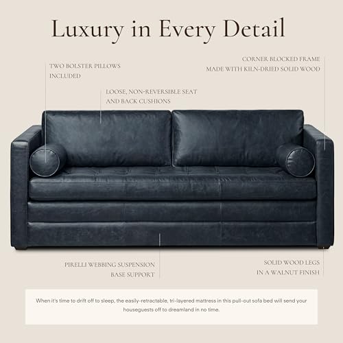 Napa 82" Leather Pull‑Out Sleeper Sofa