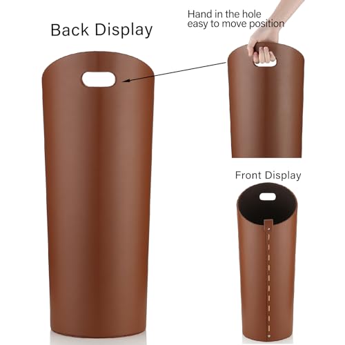Brown Leather Umbrella Holder Indoor Umbrella Stand Rack for Entryway Tall Bucket That won't Fall Down Storage 10 Different Sizes of Canes Walking Sticks Toy Swords etc