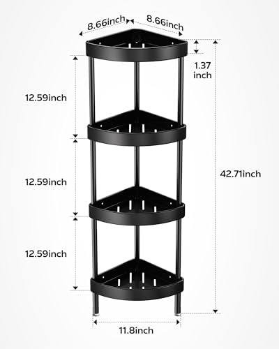 4 Tier Aluminum Corner Shower Caddy Standing Rustproof (4 Count)