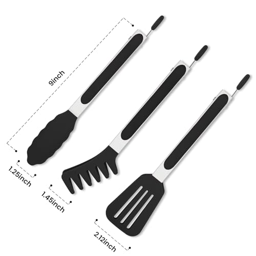 3 Pack Kitchen Tongs for Cooking with Silicone Tip (3 Count)