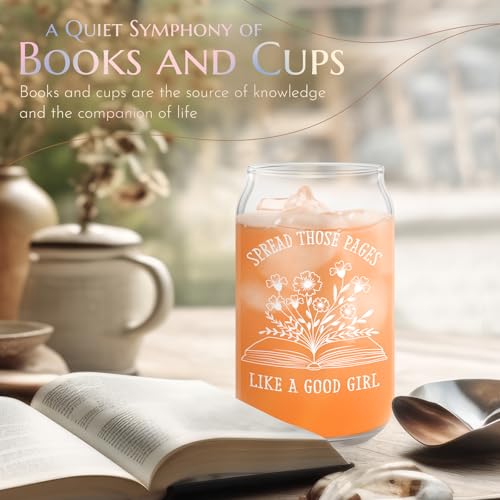 Book Lovers Gifts for Readers Teacher Gift 16oz Glass Cup