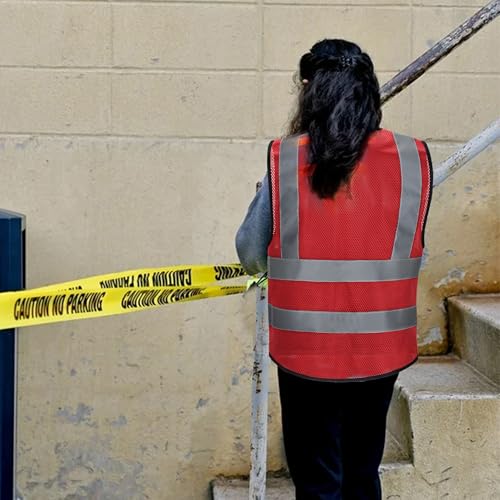 Red reflective Vest with Reflective Strips
