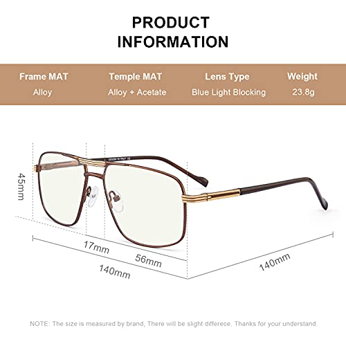 Reading Glasses for Men Square Double Bridge Blue Light Blocking Computer Readers