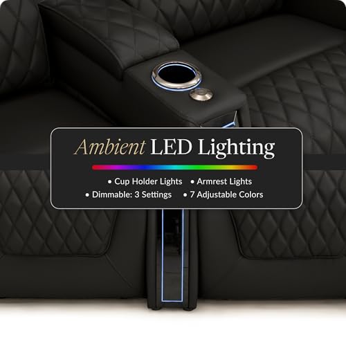 Apex Home Theater Seating Black Row of 5
