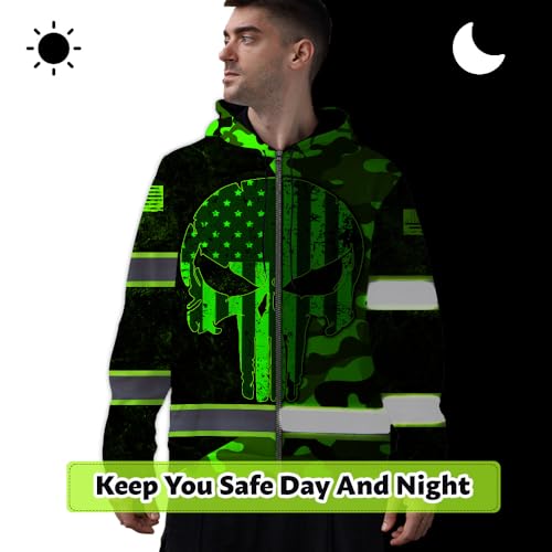 Hi Vis Reflective Zip Up Hoodie