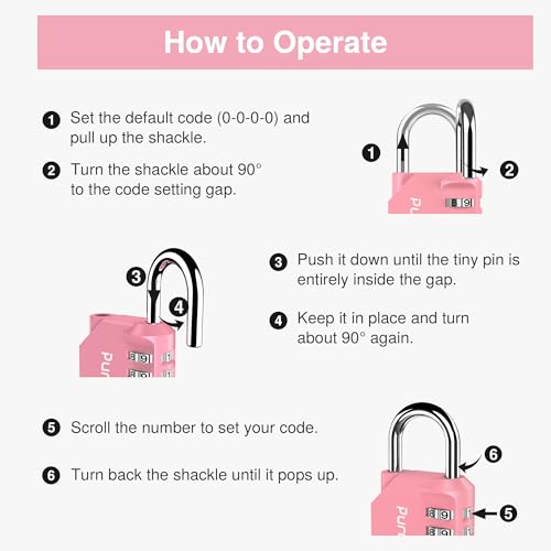 1 Pack Combination Lock Locker 4 Digits Combo Padlock Gym Rose Pink