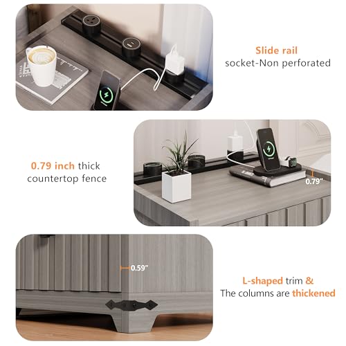 Night Stand with Slidable Charging Station