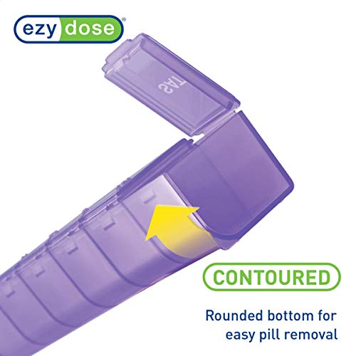 Weekly (7-Day) Pill Organizer, Large Medicine Planner, Purple