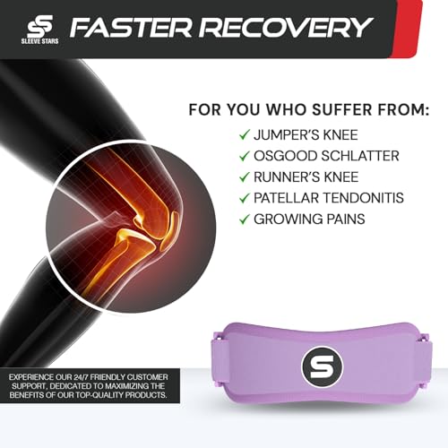 Sleeve Stars Swedish Brand Patellar Tendon Support Strap for Women & Men Effective Osgood Schlatter Knee Brace Youth & Kids Knee Brace with 3 Adjustable Length fits 7"