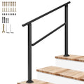 3 Step Stair Handrail 40"x36" Wrought Iron Porch Railing Black - Bel Marant