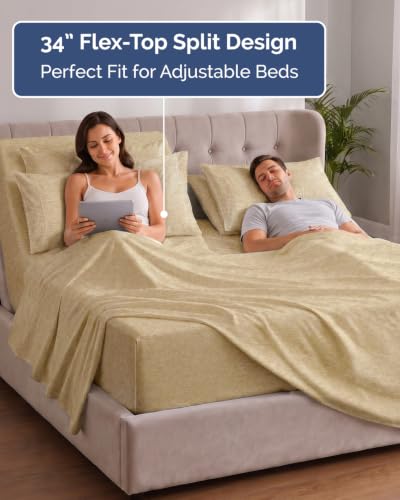 Extra Deep Flex Top Split Head King Sheet Set