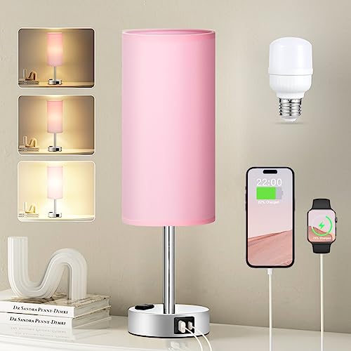 Pink Lamp for Bedroom Nightstand