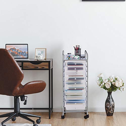 10 Drawer Rolling Storage Cart Scrapbook Paper Office School Organizer