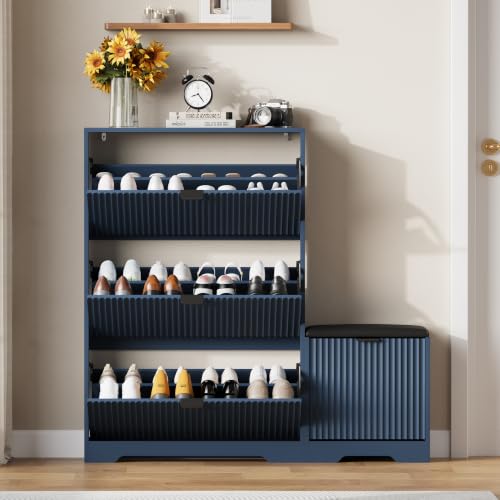 Shoe Cabinet Storage for Entryway with Flip Drawer & Bench