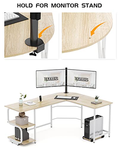 Reversible L Shaped Desk with Shelves
