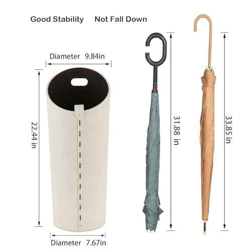 Tall Umbrella Holder White That won't Tip Over and Removable Drip Water Tray Modern Farmhouse Home Decor Umbrella Bucket Rack Can Storage 10 Different Sizes of Golf Umbrellas Canes etc