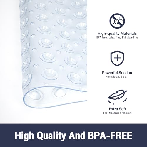 Extra Long Bathtub Mat Non Slip Bath Mat Clear 40"x16" Full Size