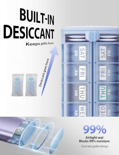 Metal 7 Day Travel Pill Organizer 2 Times a Day