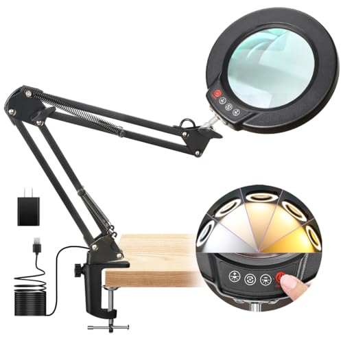 12X Magnifying Glass with Light and Clamp