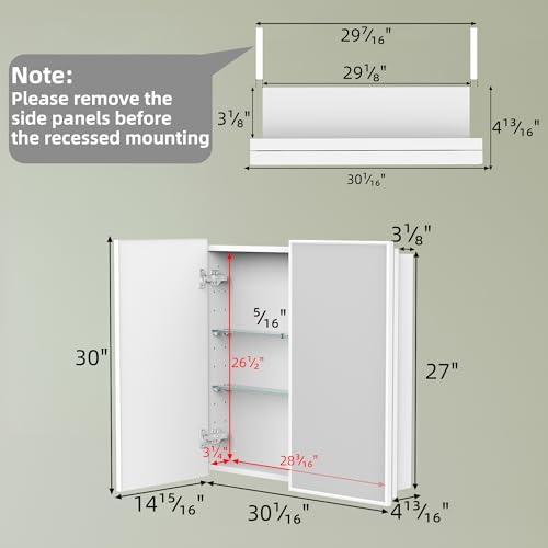 30 x 30 Inch Framed Medicine Cabinet Mirror