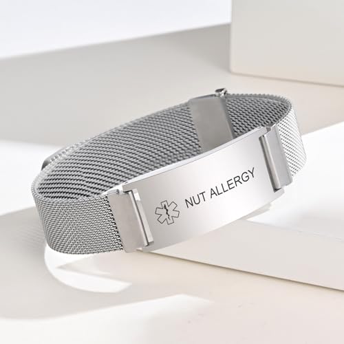 NUT Allergy Medical Alert Id Bracelet for Men Women
