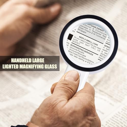 30X Handheld Magnifying Glass with Light for Seniors