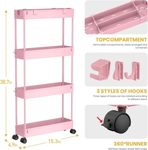 2 piece Set Slim Storage Cart 3 Tier (2 Count)