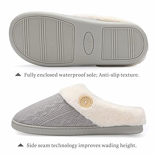 Womens Slipper Warm Comfy Memory Foam House Slippers Knitted Shoes Faux Fur Lined Anti