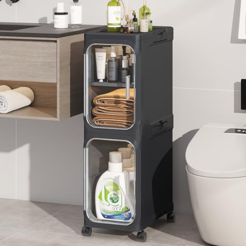 2 Tier Slim Bathroom Storage Cabinet