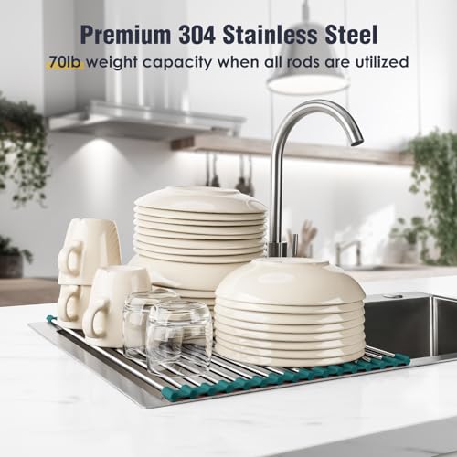 Roll Up Dish Drying Rack Over Sink