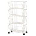 4 Tier Large Stackable Wire Storage Baskets with Wheels