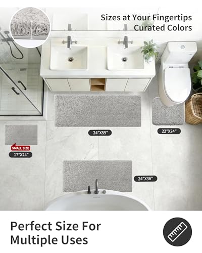 Grey Bathroom Rugs 32" × 20" Non Slip & Super Absorbent Extra Thick Soft