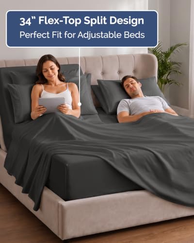 Extra Deep Flex Top Split Head King Sheet Set