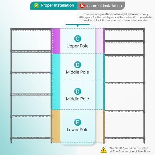 6 Metal Shelves Wire Shelving Storage Shelf Adjustable Unit Pantry