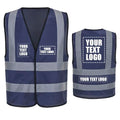 Custom Safety Vest Navy with Name Text and Contact Label