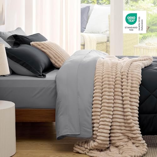Twin XL Bed in a Bag Reversible 5 Pieces Black