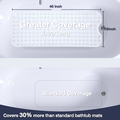 Extra Long Bathtub Mat Non Slip Bath Mat Clear 40"x16" Full Size