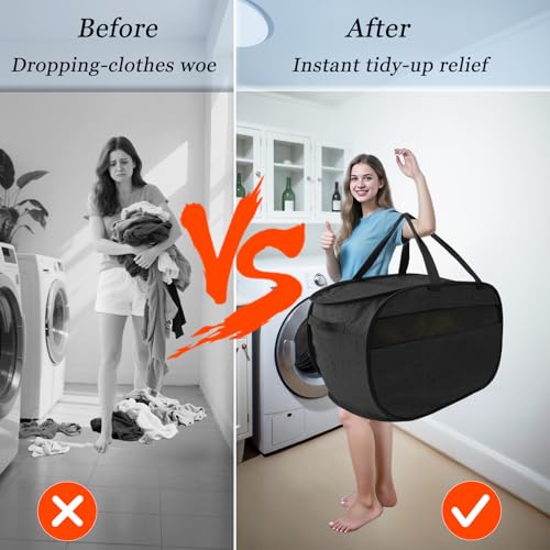 100L Extra Large Mesh Pop Up Laundry Hamper with Lid & Handles 2 Pack