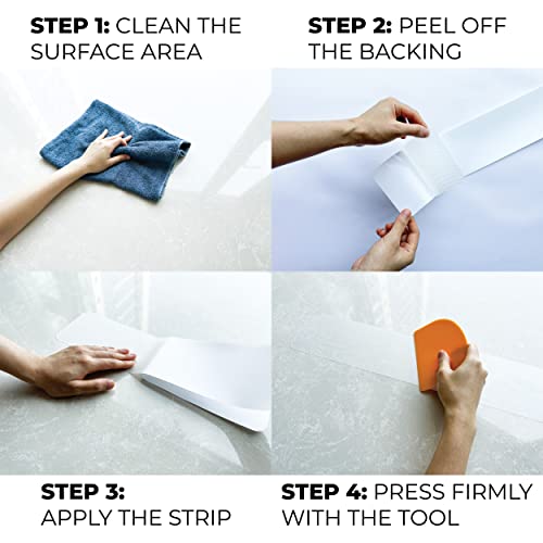 18PCS Anti Slip Shower Stickers Safety Bathtub Strips Adhesive Shower Non Slip Stickers with Scraper for Bath Tub (16 Sq Ft)
