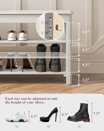 Shoe Rack Bench Seat Rubberwood 3