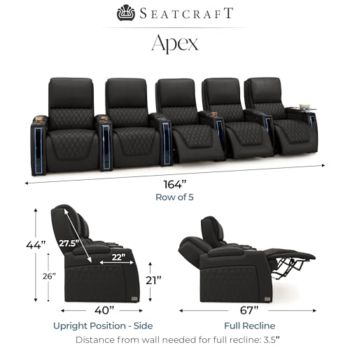 Apex Home Theater Seating Black Row of 5