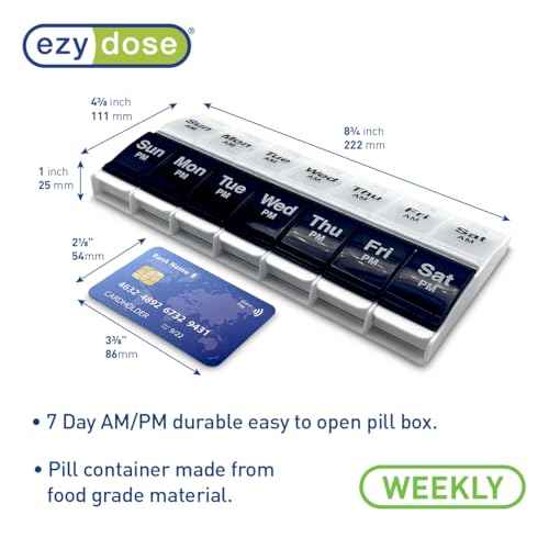Weekly (7-Day) AM/PM Pill Organizer, X-Large Case, Black/White