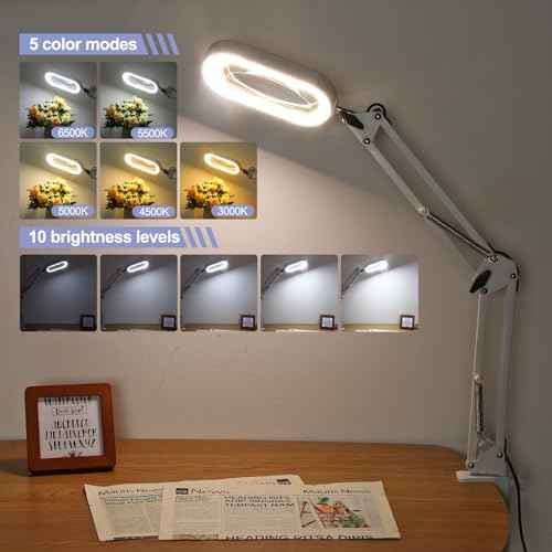 12X Square Magnifying Glass with Light and Stand